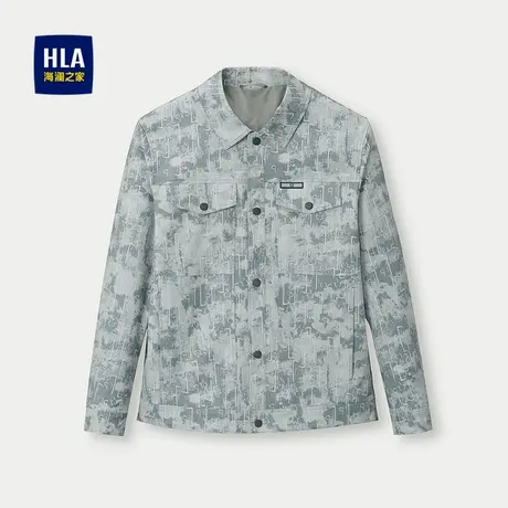 HLA/海澜之家满身印花夹克25秋新经典翻领休闲风平整服帖外套男图片
