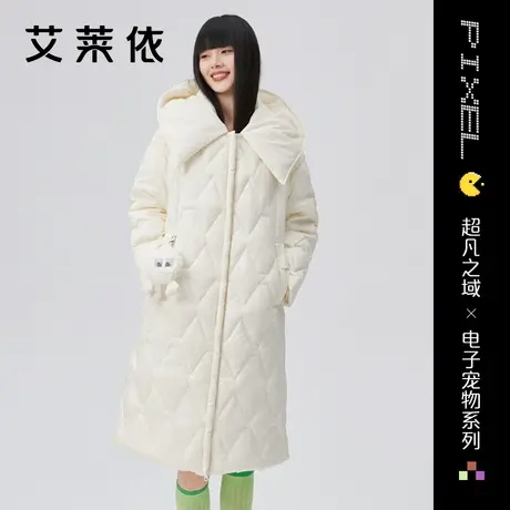 艾莱依艾莱依大翻领连帽羽绒服女长款2022年新款时尚设计感冬装潮图片