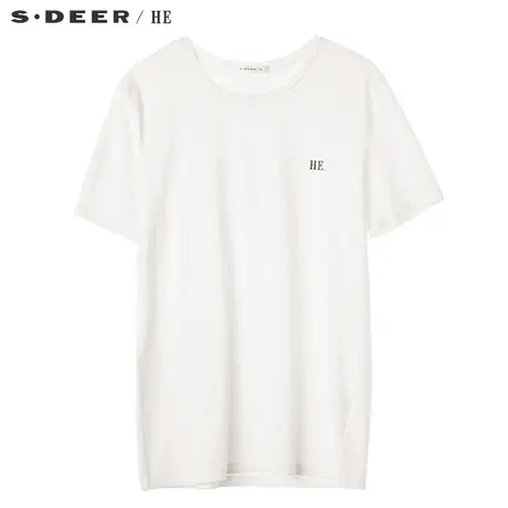 sdeerhe圣迪奥男短袖T恤2019夏装休闲圆领撞色字母潮流H18670108图片