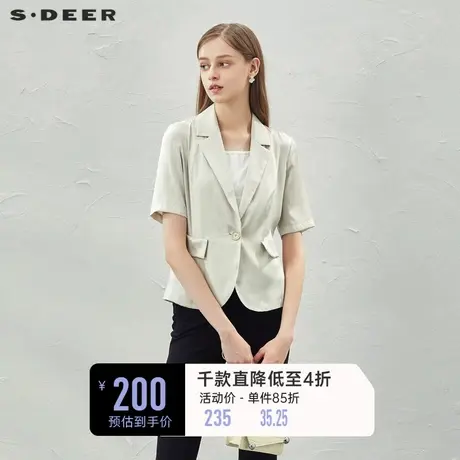 sdeer圣迪奥女装OL风西装领垂坠雪纺西装外套S232Z2217图片