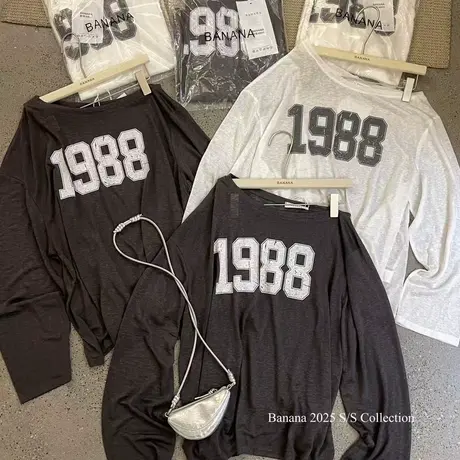 韩国东大门夏季新款时尚洋气斜肩长袖T恤女宽松慵懒风ins防晒罩衫商品大图