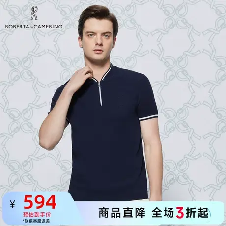 ROBERTA诺贝达春男装半袖上衣休闲棒球领短袖T恤polo衫商品大图