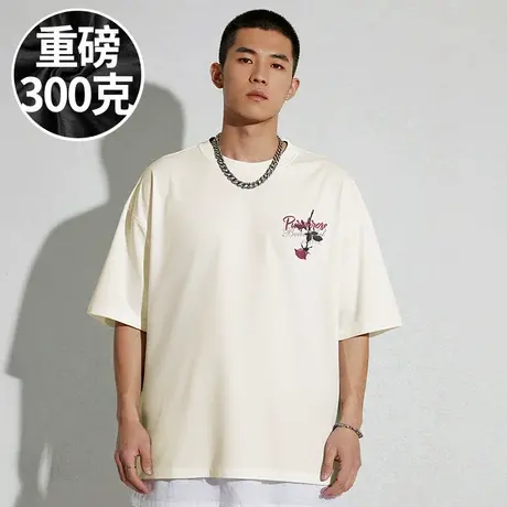 【100%棉】300斤大码男装美式潮牌胖子加肥加大码五分半袖短袖T恤图片