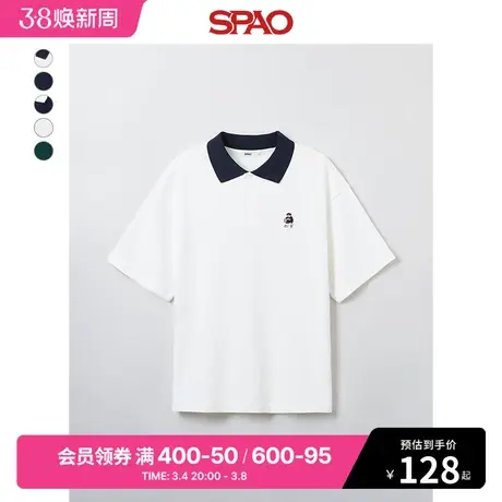 SPAO韩国同款24年新款男女同款小熊Woodie休闲短袖T恤SPHWE24C41商品大图