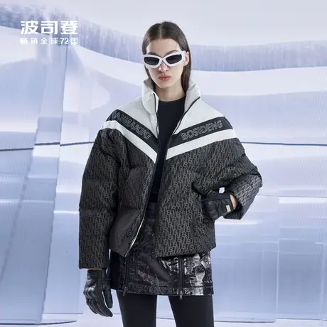 波司登2023新款立领短款面包服ANNAKIKI联名防风字母印花羽绒服女图片