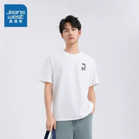 XC真维斯2025夏季新款男士纯棉短袖体恤230g重磅时尚宽松印花T恤商品大图