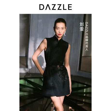 【肌理美学】刘雯同款DAZZLE地素奥莱春新款新中式牛仔旗袍连衣裙图片