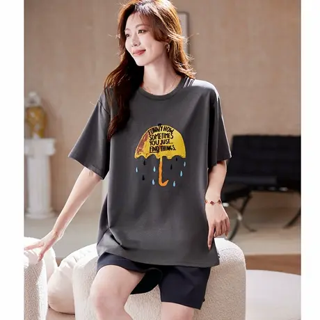 宝诗黎蕾丝印花拼接短袖T恤2025夏季洋气设计感百搭休闲棉质上衣图片