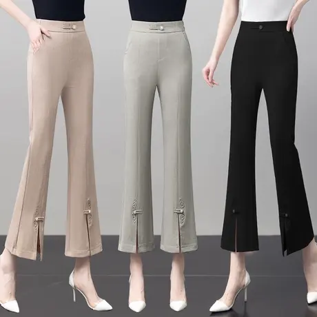 天丝棉麻直筒微喇裤女高腰显瘦2025年新款百搭夏季薄款休闲女裤子商品大图