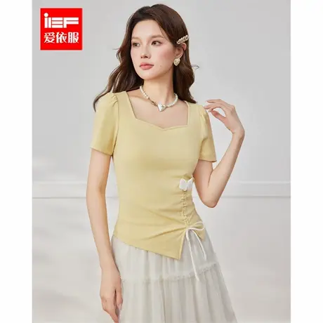 IEF/爱依服短袖T恤2025夏季新款法式温柔小女人气质设计感上衣商品大图
