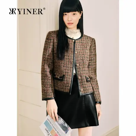 Goodland美地2024冬季新款羊驼羊毛美拉德小香风外套图片