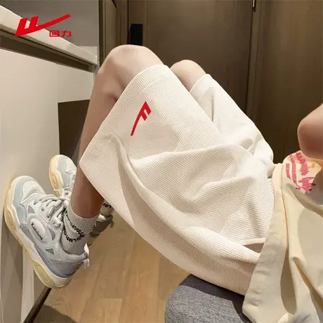 ZH回力运动短裤女款2025新款夏季杏色休闲卫裤外穿透气女士三分裤商品大图