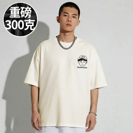 【100%棉】300斤大码男装美式潮牌胖子加肥加大码半袖短袖打底T恤商品大图
