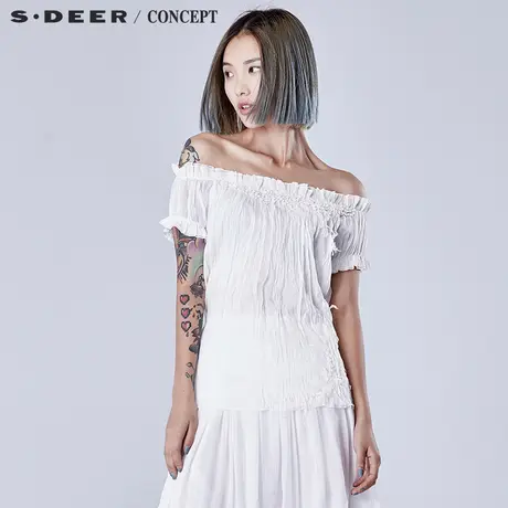 sdeer圣迪奥愫白柔美装饰绣花上衣S16280447🌀商品大图