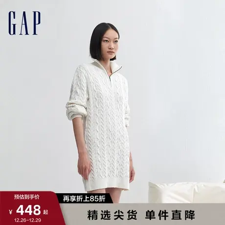 Gap女装早春混纺宽松立领针织连衣裙洋气高级质感毛衣裙841579商品大图