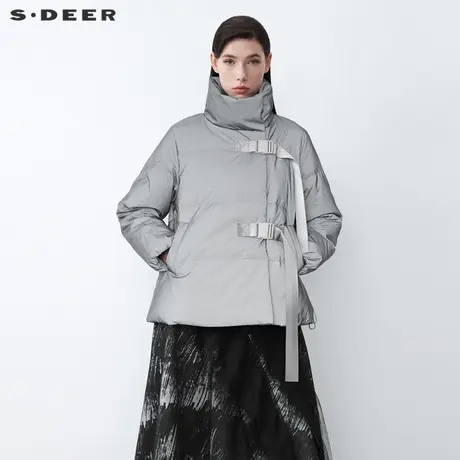 sdeer圣迪奥冬装高领飘带亮面短款面包服羽绒服S21462454📄商品大图