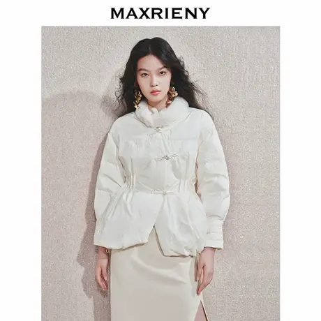 【商场同款】MAXRIENY新中式盘扣绣花羽绒服24冬新款保暖外套女商品大图