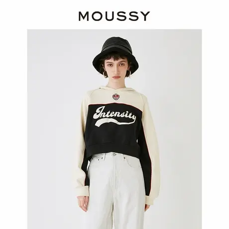 MOUSSY 新品美式复古学院风撞色潮流街头连帽卫衣女028HS890-0211商品大图