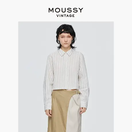 moussy VINTAGE 2025夏季新品条纹短款纯棉长袖衬衫540GS230-0290图片