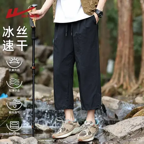 回力冰丝七分裤男士夏季薄款短裤宽松休闲7分男生运动速干五分裤图片