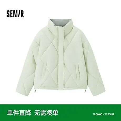 [商场同款]森马棉服女菱形格百搭气质2024冬新款宽松立领棉衣休闲商品大图