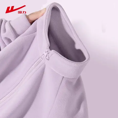 ZH回力紫色奥粒绒加绒外套女2025新款秋冬季百搭休闲保暖上衣女商品大图