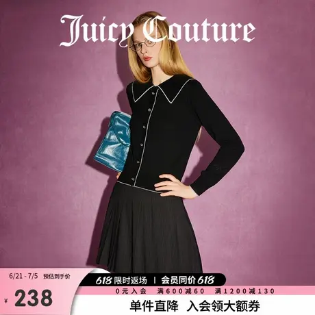 Juicy Couture橘滋春夏新款上衣修身百搭针织衫时尚翻领毛衣女商品大图