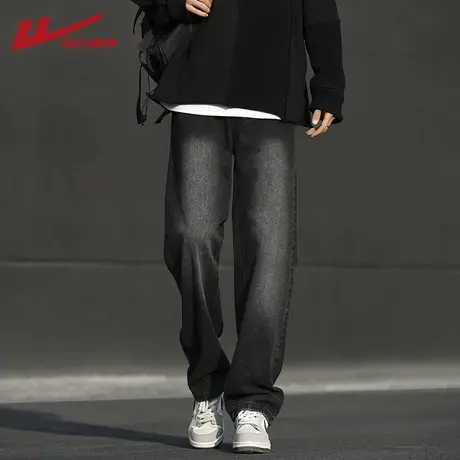 回力牛仔裤男春秋季2025新款宽松阔腿休闲裤男士美式高街直筒裤子图片