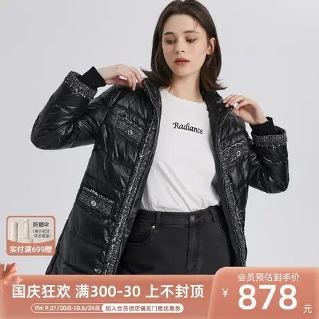 莱茵小香鹅绒羽绒服冬季高级简约修身中长款外套女商品大图