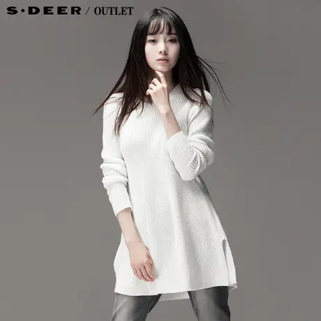 【新品】sdeer圣迪奥专柜正品女装冬装圆领宽松长袖针织衫3483515图片