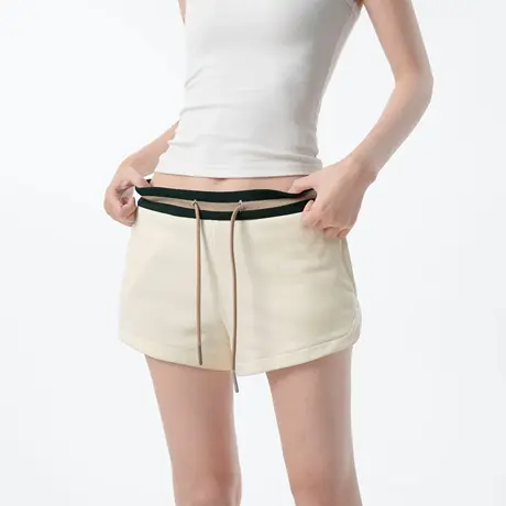 撞色腰头抽绳运动休闲风宽松外穿短裤女2025夏季新款显瘦辣妹热裤商品大图