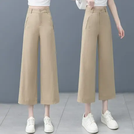 天丝垂感阔腿裤女宽松显瘦夏季薄款2025年新款窄版直筒九分休闲裤商品大图