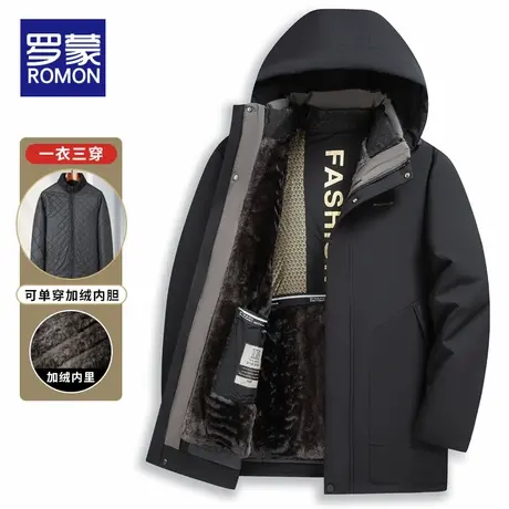 【加绒加厚】罗蒙中老年男士冬季连帽棉衣防风保暖爸爸装棉服外套图片