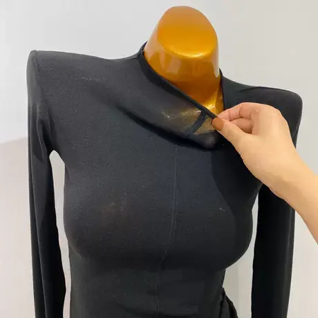 亲肤好搭配！前后两穿！圆领天丝棉打底衫女修身微透弹力长袖T恤图片