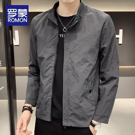 罗蒙外套男士春秋季宽松立领上衣2025新款潮流百搭青年休闲夹克男图片