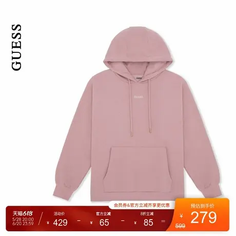 GUESS女士纯色大口袋抽绳连帽长袖卫衣-V4BQ22KCHX0商品大图