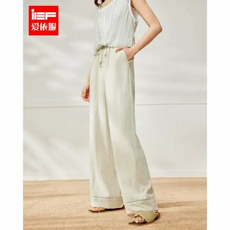 IEF/爱依服裤子2025夏季新款简约纯色宽松百搭休闲慵懒风阔腿裤商品大图
