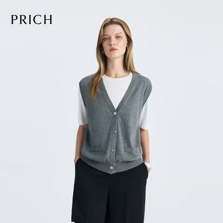 【超能小太阳】PRICH拼接撞色短袖针织衫2025夏季新款T恤女图片