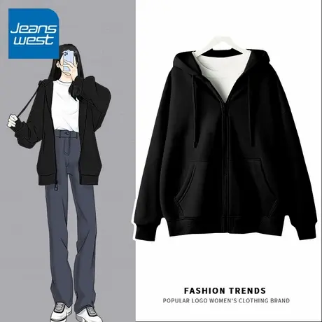 KV真维斯卫衣女2025新款春秋季新款外套宽松显瘦百搭休闲学生上衣商品大图