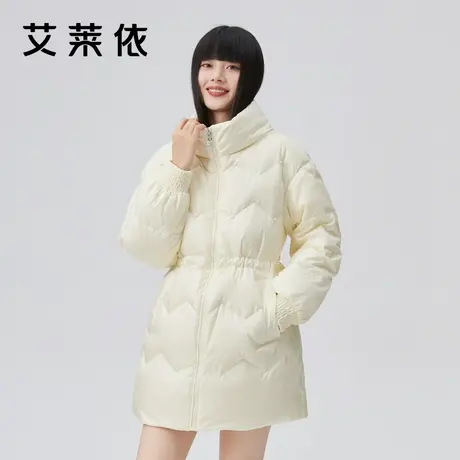 艾莱依短款收腰时尚羽绒服女士鸭绒新款立领冬季防风保暖轻奢外套商品大图