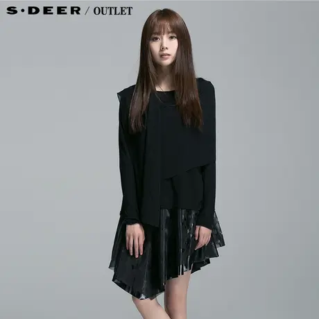 【新品】sdeer圣迪奥 专柜正品 女装雪纺拼接设计针织4180262图片