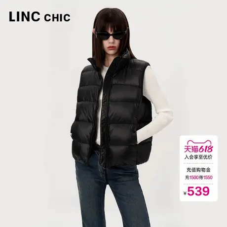 LINCCHIC金羽杰2024年秋季新款轻薄短款经典羽绒马甲女Y24805065图片