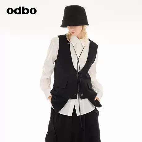 odbo/欧迪比欧设计感时尚马夹2024年秋冬新款女士高级感开衫马甲商品大图