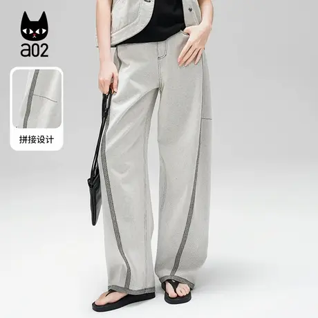a02【ET自然系列】直筒牛仔裤女弯刀裤女士长裤时尚显瘦阔腿裤子商品大图