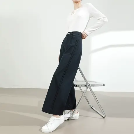 莱赛尔天丝棉阔腿牛仔裤女夏季薄款高腰显瘦小个子九分宽松直筒裤商品大图