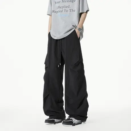 回力夏季冰丝速干休闲裤男士2025新款伞兵裤男生宽松直筒工装裤子商品大图