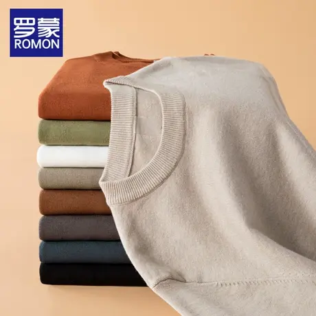 罗蒙圆领毛衣男士秋冬季2025年新款加厚保暖内搭毛线打底针织衫男商品大图