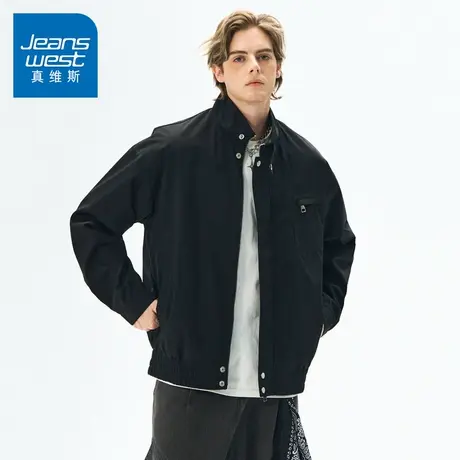 N5真维斯外套男2025秋季新款美式潮牌复古立领男士春秋装休闲夹克图片