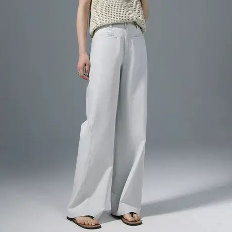 白灰色阔腿牛仔裤女2025新款夏季薄款休闲裤子高腰显瘦拖地直筒裤图片