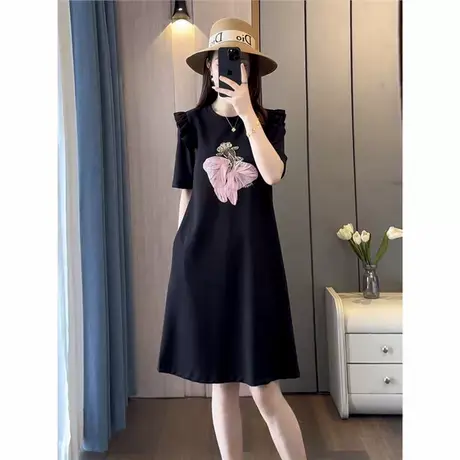 高端大码宽松设计感T恤裙子夏季2024新款短袖时尚连衣裙女胖妹妹商品大图